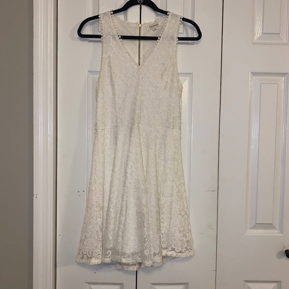 Francesca’s ladies size medium creamy white dress with lace overlay